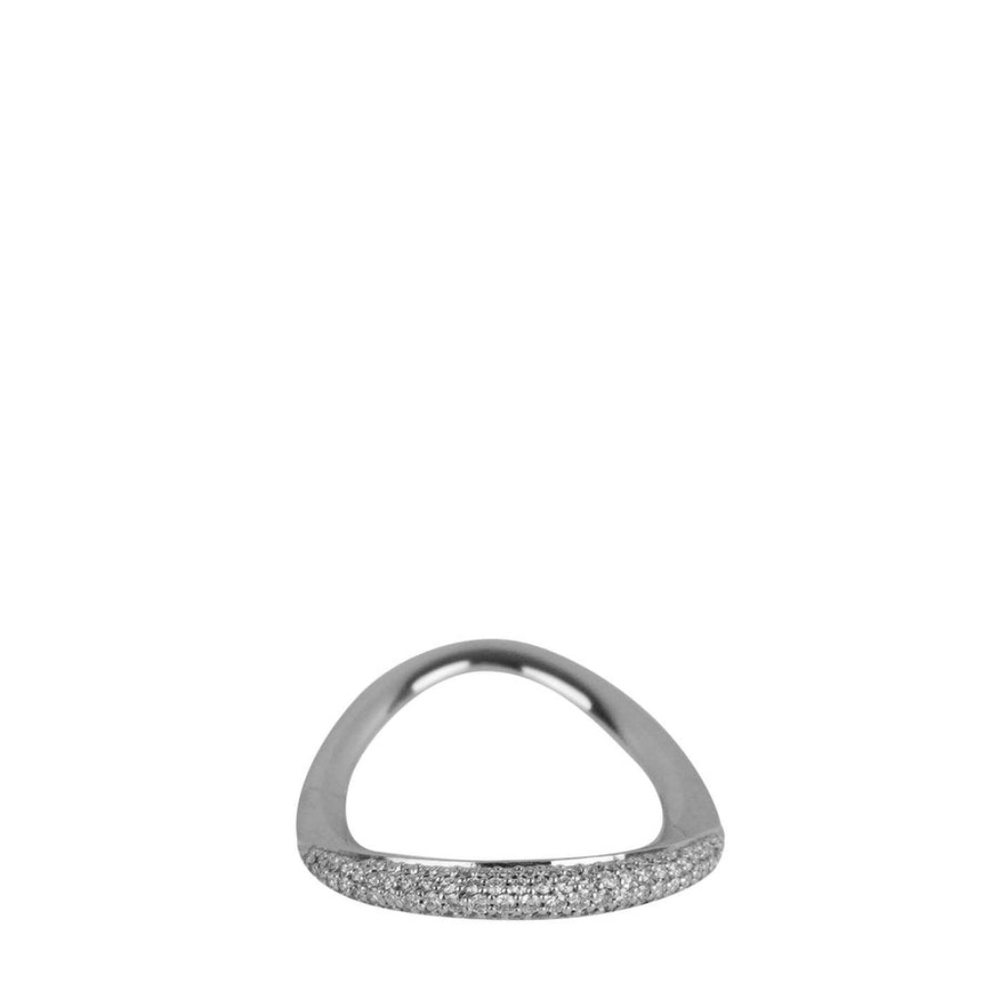 Nib Georg Jensen Offspring Pave Diamond Silver Ring In Silver Sz 8/8.5 - Picture 2 of 4